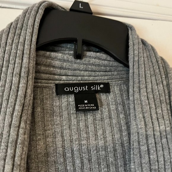 August Silk Gray Open Front Sweater - Medium - Picture 3 of 3